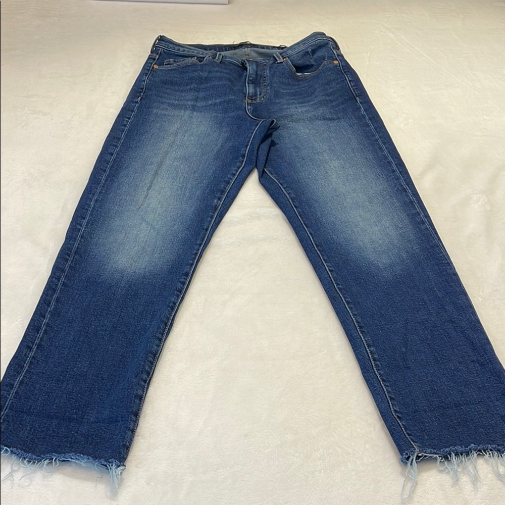 BANANA REPUBLIC MID RISE STRAIGHT WOMENS SIZE 28 Frayed Hem Blue Jeans